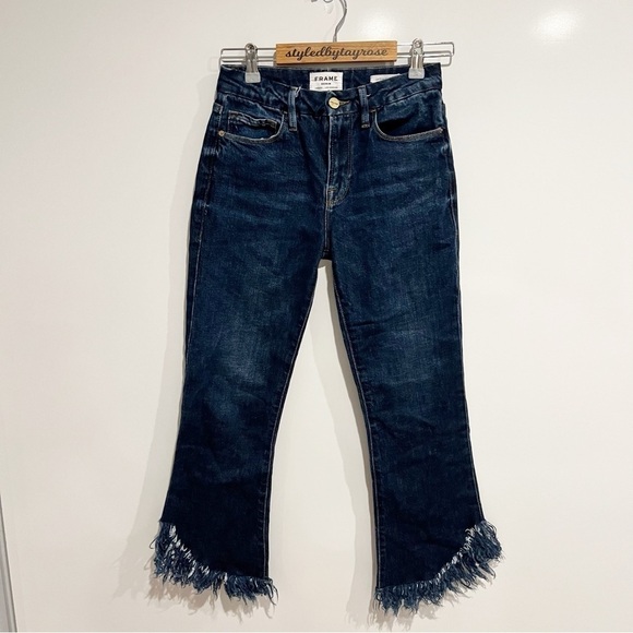 FRAME - Le Crop Mini Boot Jean Shredded Raw Hem in Bayberry - Picture 4 of 12